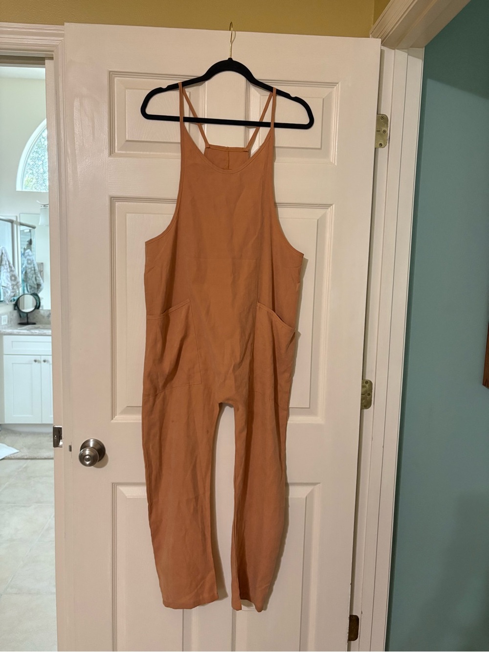 Women's Rust Tan Cotton Jumpsuit with Pockets